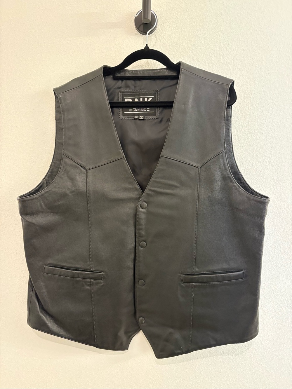 DNK Classic Men's Black Genuine Leather Vest